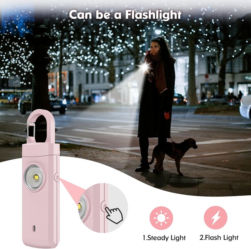 ANKOSHUN Rechargeable Personal Alarm for Women - Birthday Gifts for Women, Daughter, College Student, Teen Girl, Elders, Kids, Siren Alarm, USB Charging, Dark Pink - Image 3